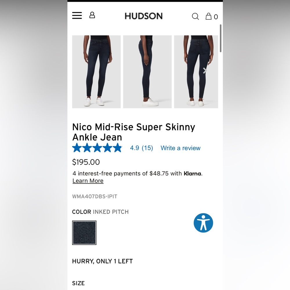 Hudson Jeans Women's Skinny Jeans in Inked Pitch
